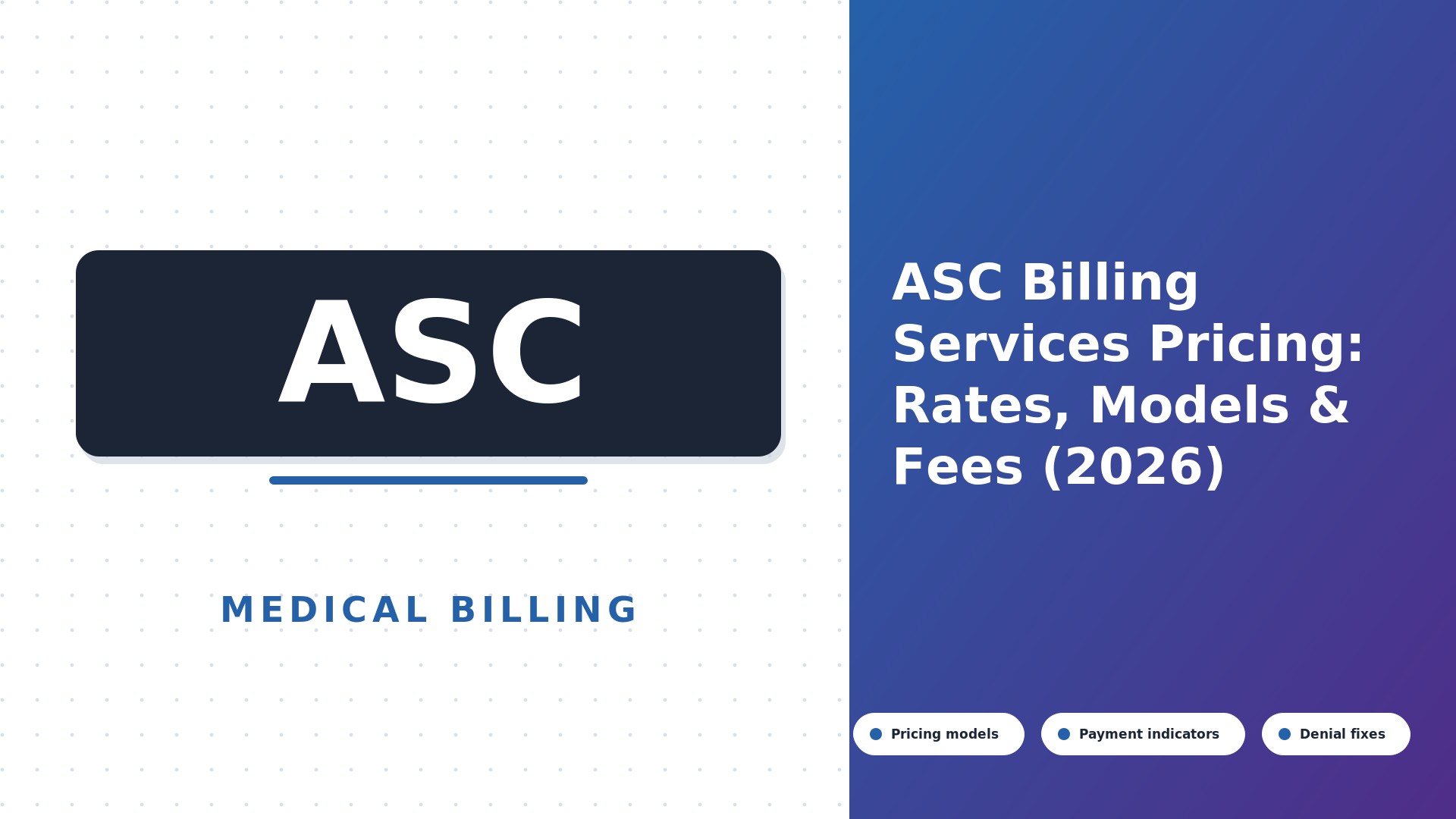 ASC Billing Services Pricing: Rates, Models & Fees (2026)