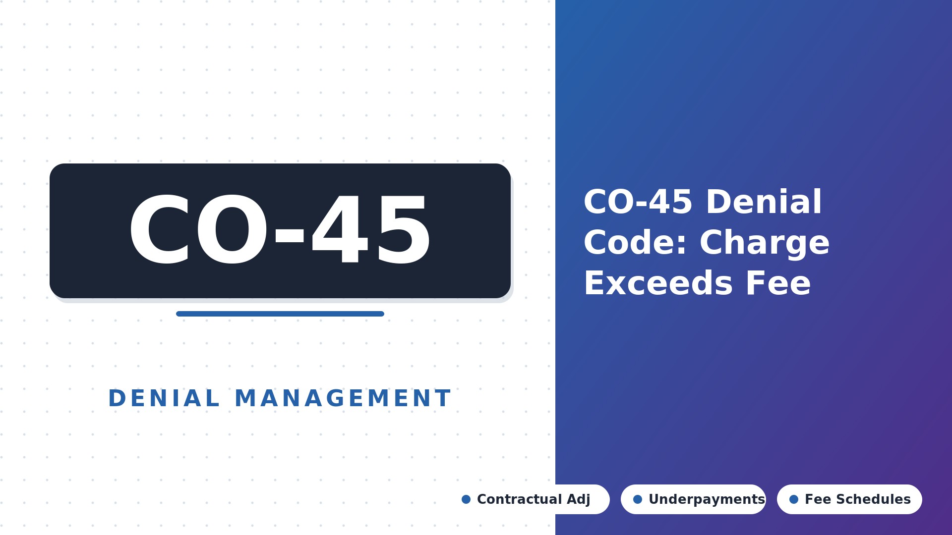 CO-45 Denial Code: Charge Exceeds Fee Schedule — Fixes & Write-offs (2026)