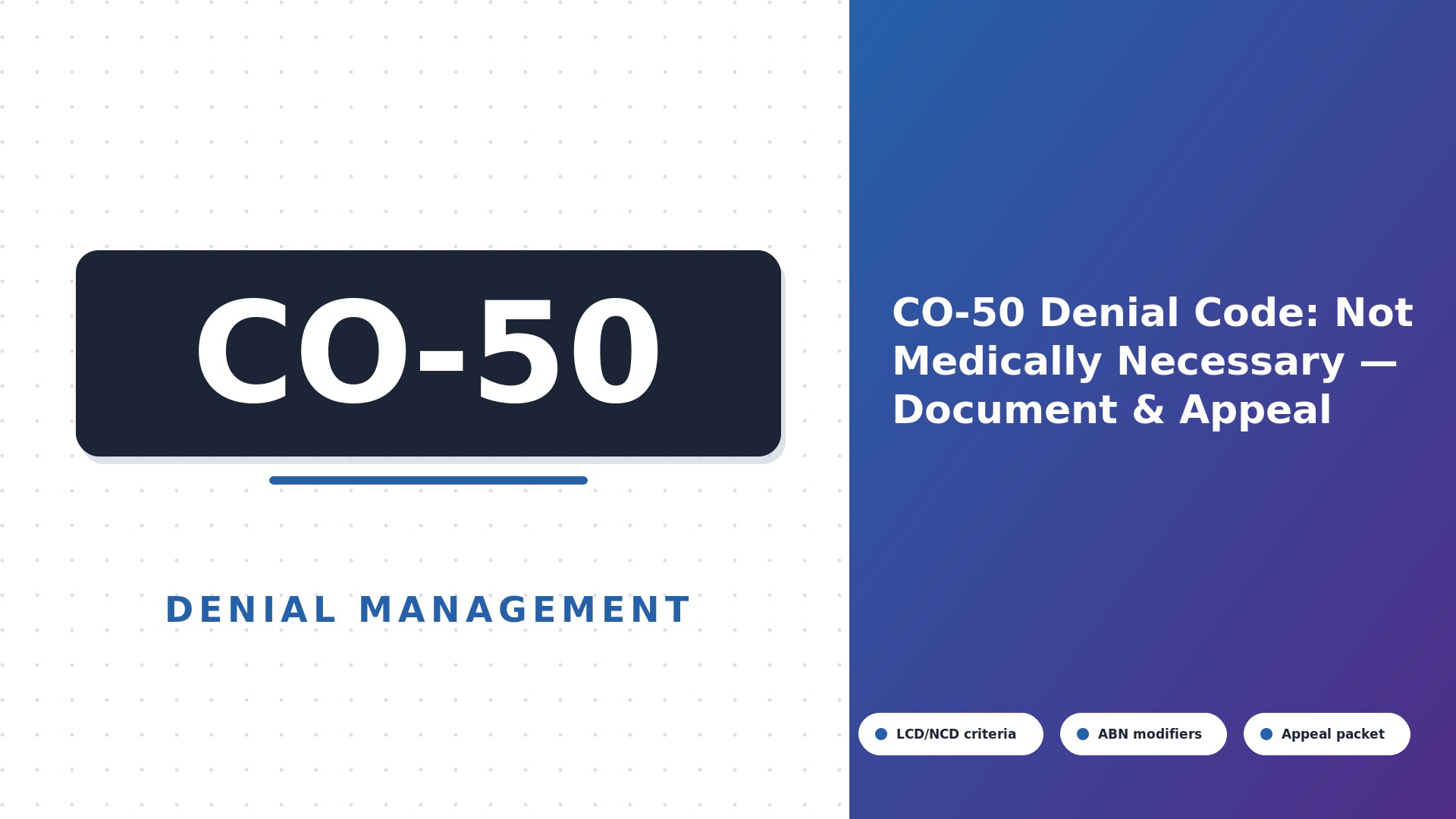 CO-50 Denial Code: Not Medically Necessary — Document & Appeal (2026)