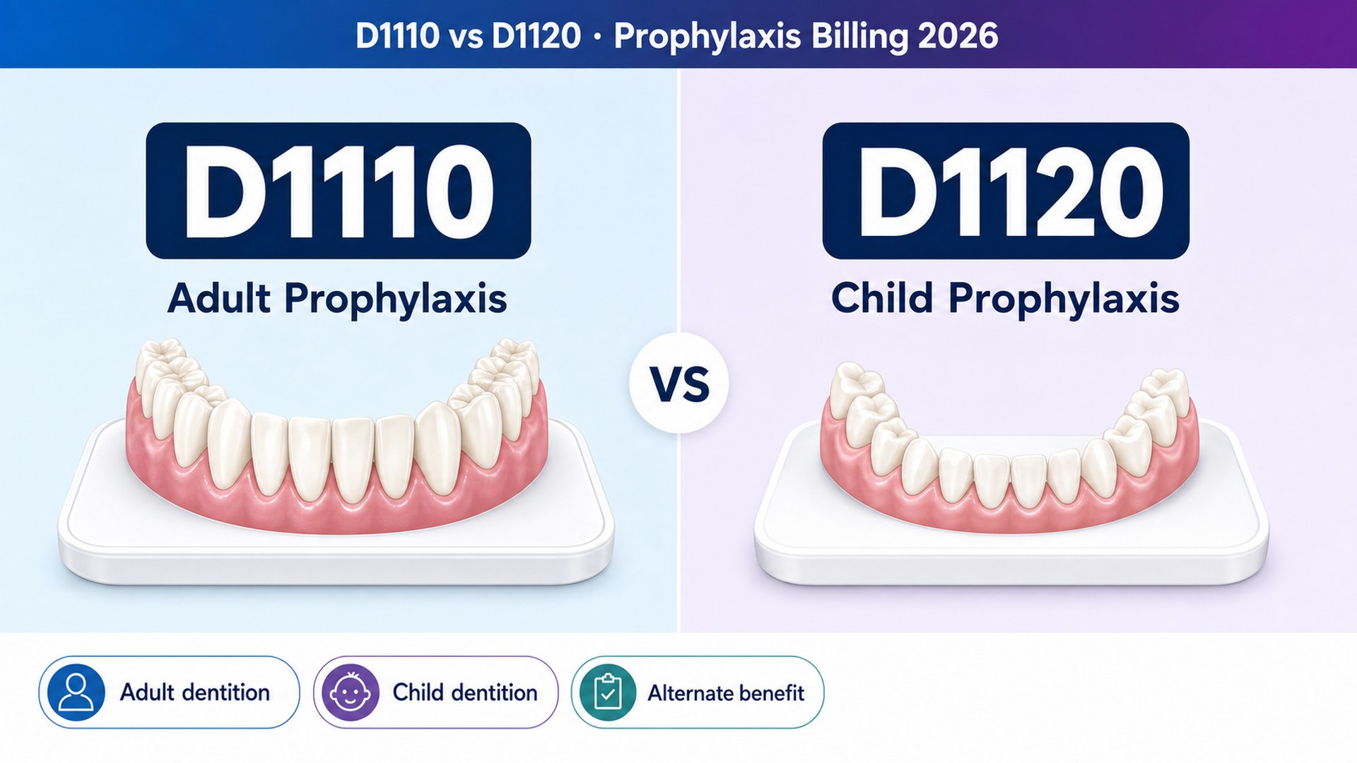 D1110 vs D1120: Adult and Child Prophylaxis Billing Guide (2026)