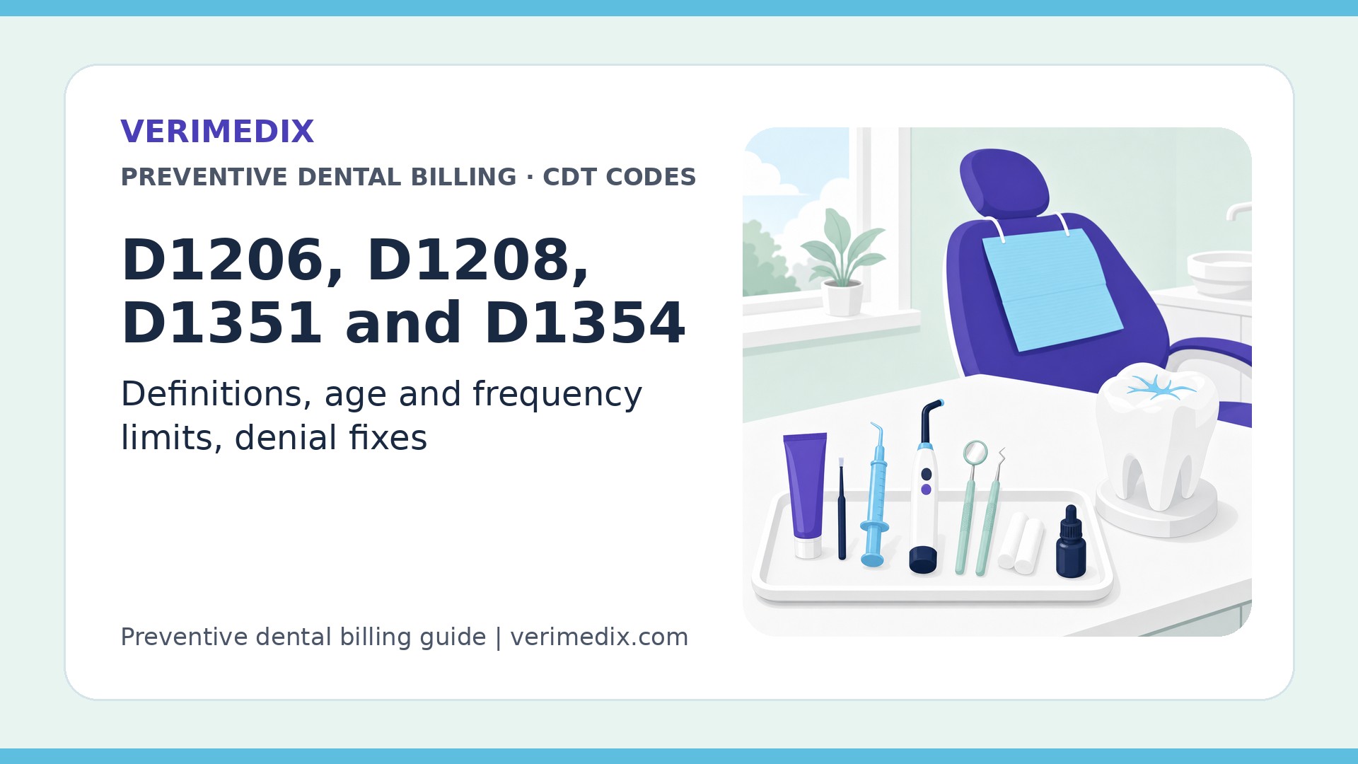 D1206, D1208, D1351, and D1354: Preventive Dental Billing Guide (2026)