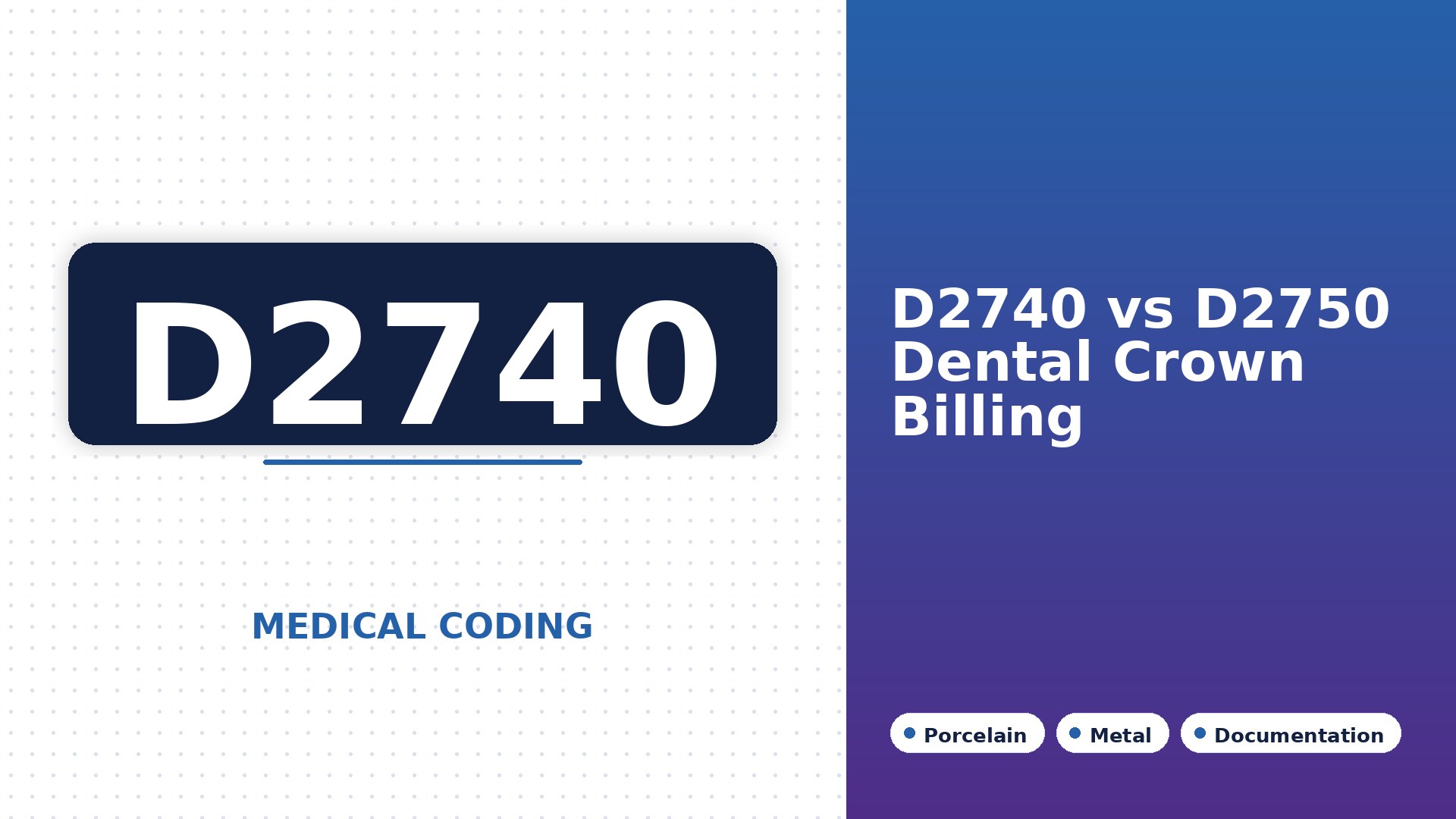 D2740 vs D2750 Dental Crown Billing: Ceramic vs PFM, Documentation, and Denials (2026)