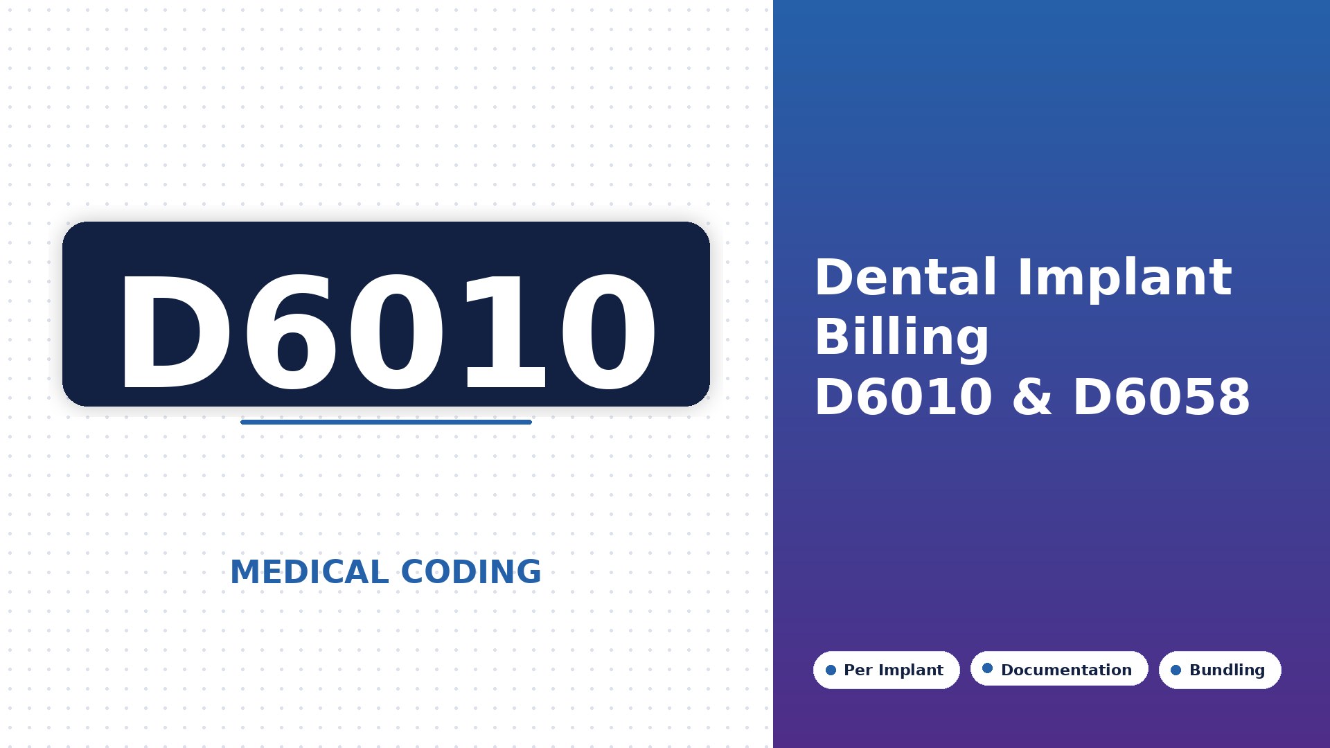 Dental Implant Billing: D6010, D6058, Medical Cross-Coding, and Denials (2026)