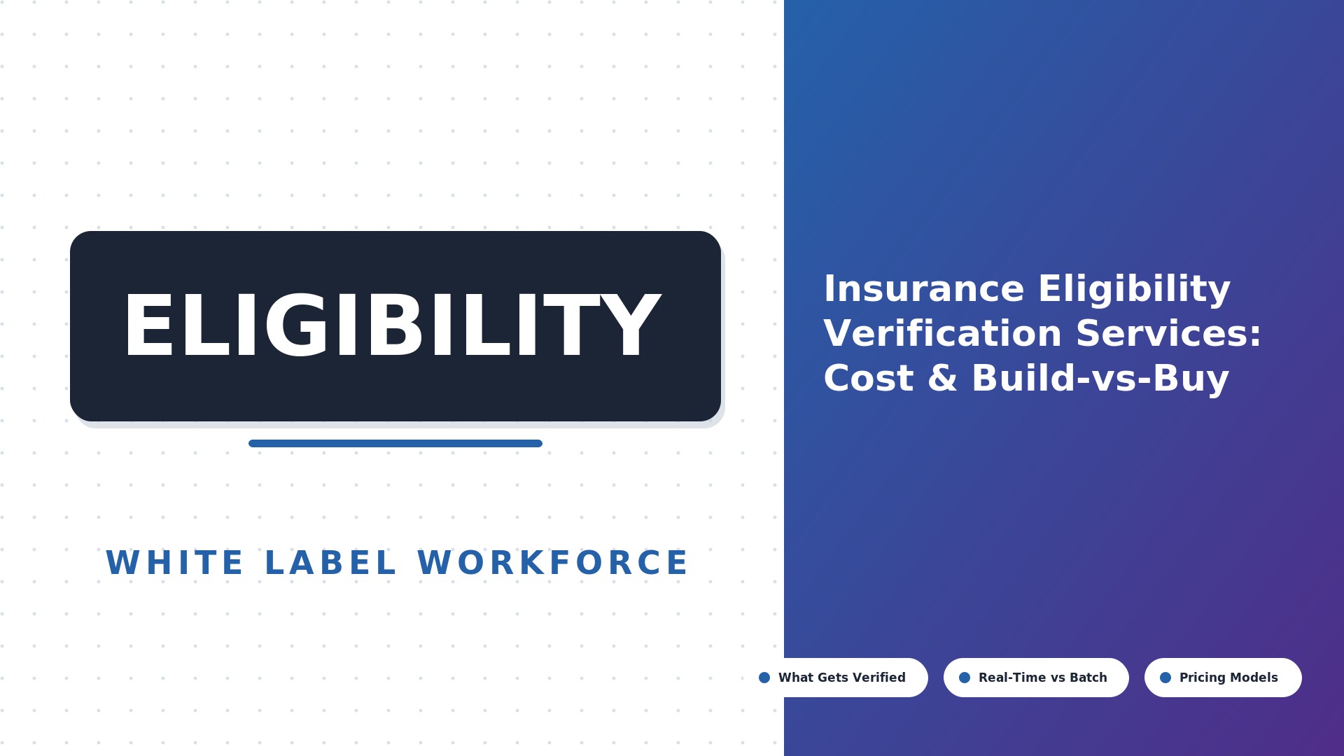 Insurance Eligibility Verification Services: Cost & Build-vs-Buy (2026)