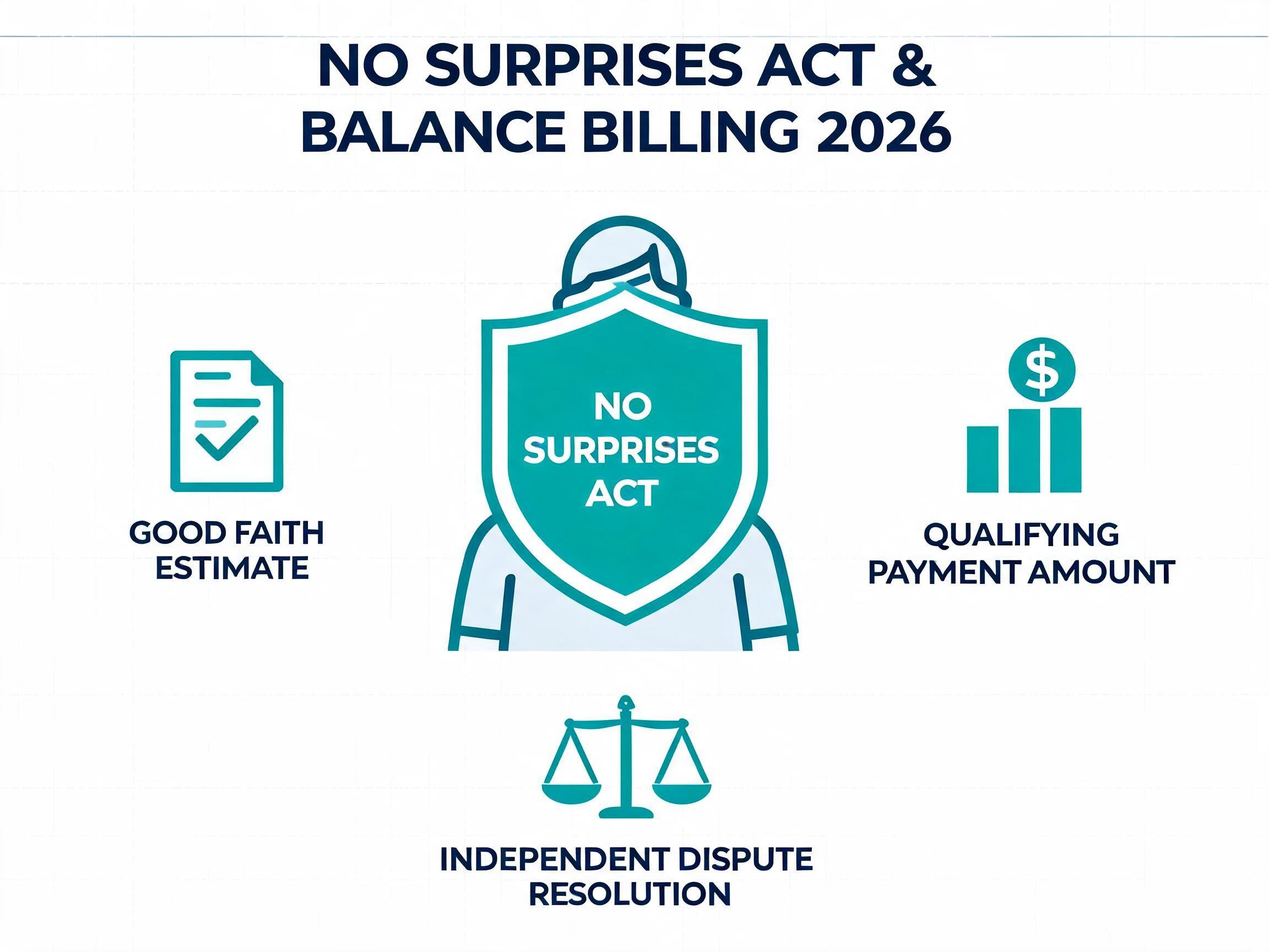 No Surprises Act balance billing compliance guide for practices in 2026 with GFE, QPA and IDR